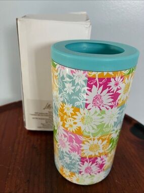Lilly Pulitzer Patchwork Floral Insulated Tumbler in Teal, Pink, Yellow, Green